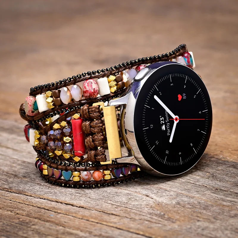 Boho Watch Band - Natural Stones 3 Layers Wrap Watch Strap