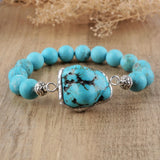 Boho Turquoise Beaded Leather Bracelet for Women