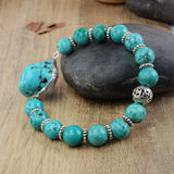 Boho Turquoise Beaded Leather Bracelet for Women