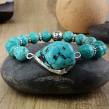 Boho Turquoise Beaded Leather Bracelet for Women