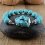 Boho Turquoise Beaded Leather Bracelet for Women