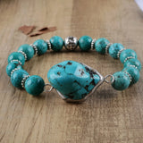 Boho Turquoise Beaded Leather Bracelet for Women