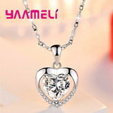 Ocean Zircon Crystal 925 Sterling Silver Heart Pendant Necklace