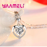 Ocean Zircon Crystal 925 Sterling Silver Heart Pendant Necklace
