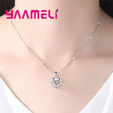 Ocean Zircon Crystal 925 Sterling Silver Heart Pendant Necklace