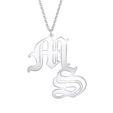 Double Old English 2 Initial Necklace - Personalized Name Gift For Women