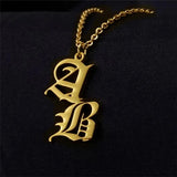 Custom Old English 2 Initial Necklace Personalized Name Statement Necklaces