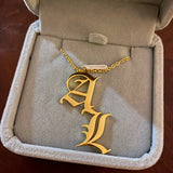 Custom Old English 2 Initial Necklace Personalized Name Statement Necklaces