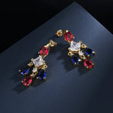 Geometric Oval Sapphire Ruby Crystal Earrings