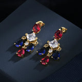 Geometric Oval Sapphire Ruby Crystal Earrings