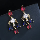 Geometric Oval Sapphire Ruby Crystal Earrings