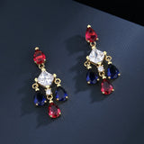 Geometric Oval Sapphire Ruby Crystal Earrings
