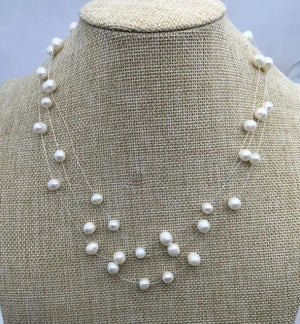 Illusion Freshwater Pearl Necklace 6-7mm Round Pearl Jewelry