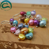 Real Freshwater Pearl Silver Dangle Earrings Wedding Women Gift