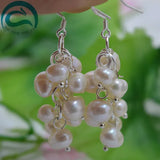Real Freshwater Pearl Silver Dangle Earrings Wedding Women Gift