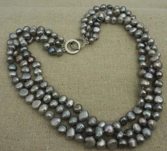 8mm Gray Baroque Freshwater Pearl Necklace - Wedding Birthday Gift