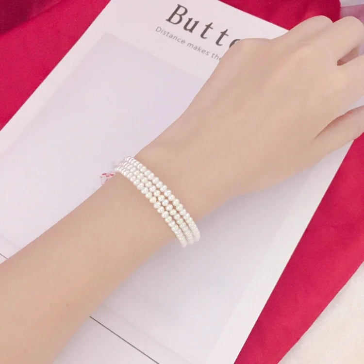 3row Freshwater Pearl Bracelet Charming Lady's Gift