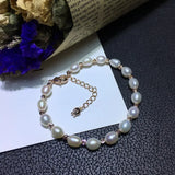 6-7mm Natural Freshwater Pearl Bracelet Fine Jewelry Girl Lady's Gift