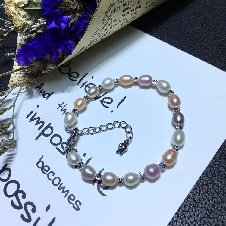 6-7mm Natural Freshwater Pearl Bracelet Fine Jewelry Girl Lady's Gift