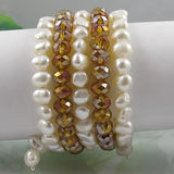 Baroque Pearl Bracelet 5rows Freshwater Pearl Crystal Beads Bracelet