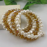 Baroque Pearl Bracelet 5rows Freshwater Pearl Crystal Beads Bracelet