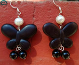 Pearls Agate Turquoise Butterfly Earrings S925 Silver Hook Women Gift
