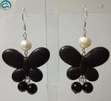 Pearls Agate Turquoise Butterfly Earrings S925 Silver Hook Women Gift