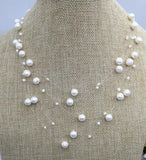 Unique Pearls Jewelry Wedding illusion Necklace