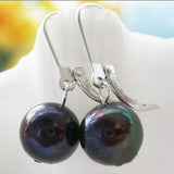 10MM Freshwater Pearl Earrings 925 Sterling Silver Dangle Earring