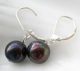 10MM Freshwater Pearl Earrings 925 Sterling Silver Dangle Earring