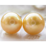 10mm Yellow Round Freshwater Pearl Earrings Silver Stud Fine Jewelry For Women