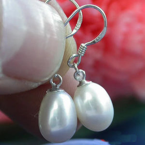 11mm Rice Freshwater Pearl Dangle Earring Charming Women Gift Jewelry