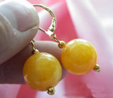 14MM Round Yellow Stone Beads Dangle Earrings