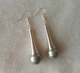 14mm Round Gray Shell Pearl Silver Earrings