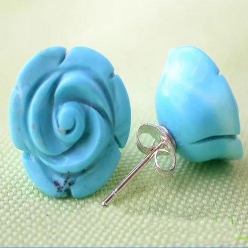 15mm Flower Turquoise Earring Charming Women Gift Jewelry