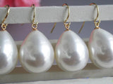 16x21mm South Sea Shell Pearl Dangle Earrings