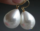 16x21mm South Sea Shell Pearl Dangle Earrings