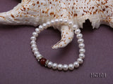 AA 7-8MM Freshwater Pearl Elastic Bracelet Red Agate Rhinestone Bracelet