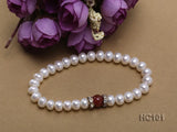 AA 7-8MM Freshwater Pearl Elastic Bracelet Red Agate Rhinestone Bracelet
