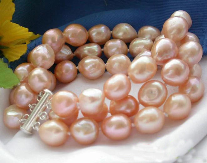8mm Pink Baroque Freshwater Pearl Bracelet - Magnet Clasp