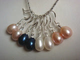4 Pairs Pink Lavender Rice Pearl Silver Dangle Earrings