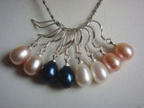 4 Pairs Pink Lavender Rice Pearl Silver Dangle Earrings