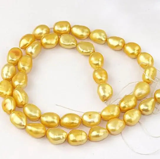 8-9mm Yellow Rice Freshwater Pearl Loose Beads Full Strand