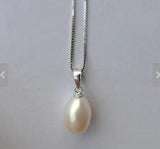 9x12mm Rice Freshwater Pearl Silver Necklace for Women