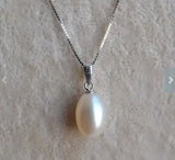 9x12mm Rice Freshwater Pearl Silver Necklace for Women