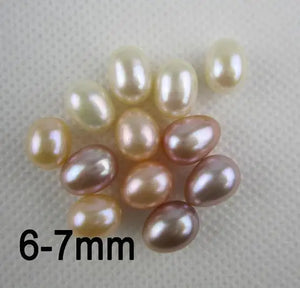 6-7MM Pink Lavender Half Drilled Rice Freshwater Pearl Earrings Pair