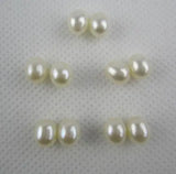 6-7MM Pink Lavender Half Drilled Rice Freshwater Pearl Earrings Pair