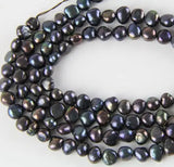 7MM Black Baroque Freshwater Pearl Beads Strand