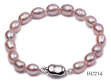 Purple Rice Shaper Freshwater Pearl Bracelet S925 Silver Clasp