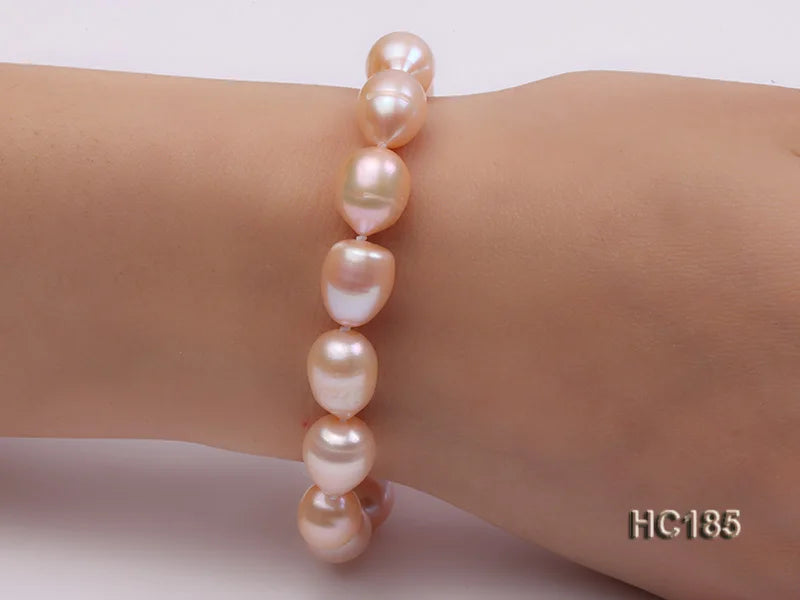 Charming 9-10mm Pink Rice Shaper Freshwater Pearl Bracelet